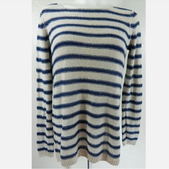 Vince Linen Striped Boat Neck Sweater - Picture 1 of 3